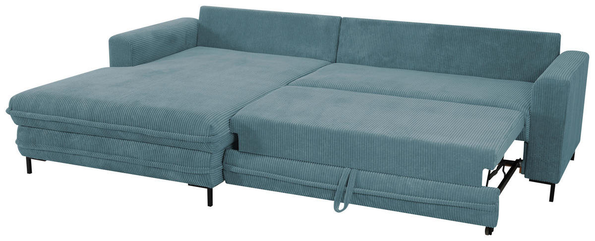 ECKSOFA  in Cord Blau  174/272 cm  - Blau/Schwarz, Design, Textil/Metall (174/272cm) - MID.YOU