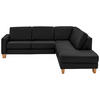 ECKSOFA in Echtleder Schwarz  - Eiche Bianco/Schwarz, Natur, Leder/Holz (257/235cm) - Valdera