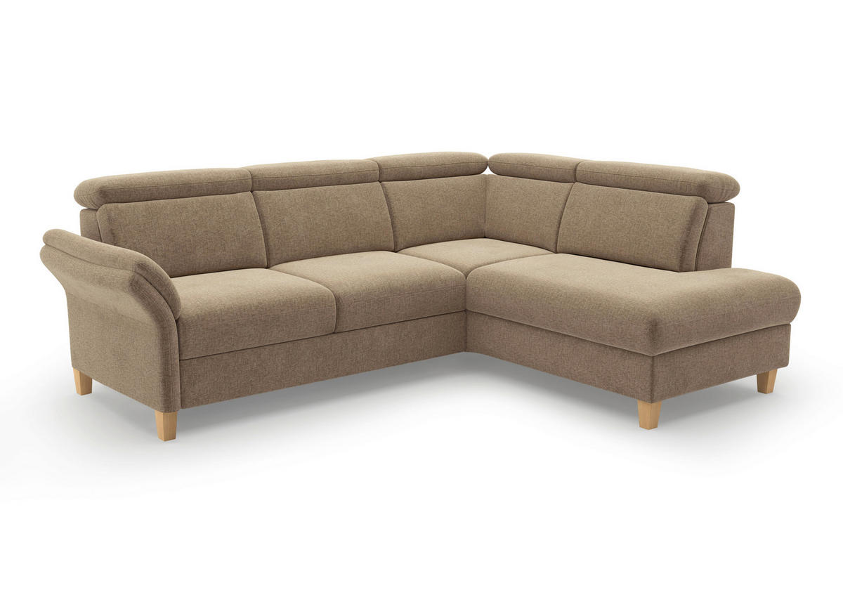ECKSOFA GLENDALE E Hellbraun Flachgewebe  - Hellbraun/Eichefarben, KONVENTIONELL, Holz/Textil (247/193cm) - Sit & More