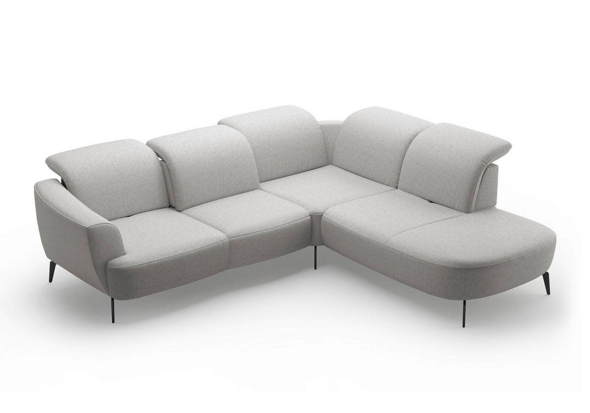 ECKSOFA in Flachgewebe Hellgrau  300/267 cm  - Hellgrau/Schwarz, KONVENTIONELL, Textil/Metall (300/267cm) - Sit & More