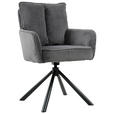 ARMLEHNSTUHL  Stoffauswahl, Sitzfläche 360° drehbar, inklusive Armlehnen Cord  - Dunkelgrau/Schwarz, Design, Textil/Metall (61/90/67cm) - Carryhome