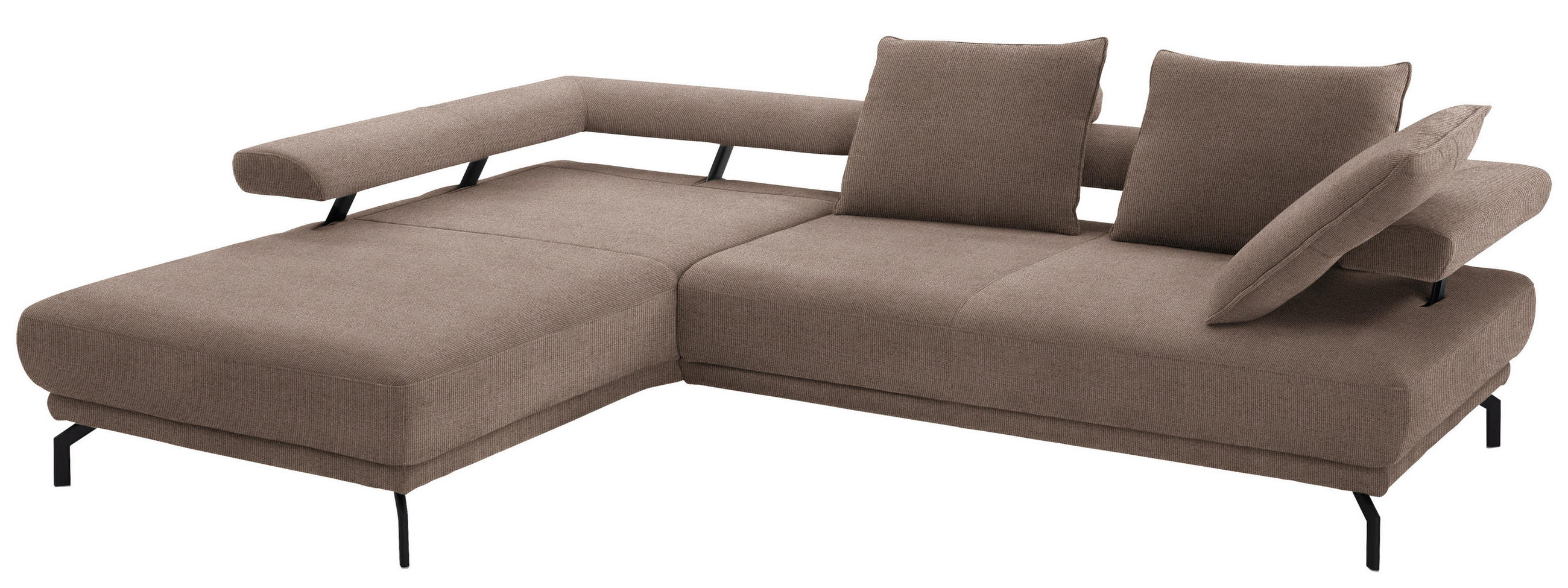 ECKSOFA in Chenille Braun  - Schwarz/Braun, Design, Textil/Metall (224/305cm) - Dieter Knoll