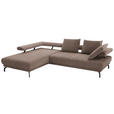ECKSOFA in Chenille Braun  224/305 cm  - Schwarz/Braun, Design, Textil/Metall (224/305cm) - Dieter Knoll