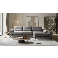 ECKSOFA Grau Cord Nierenkissen, Rückenkissen  - Schwarz/Grau, Design, Textil/Metall (313/172cm) - P & B