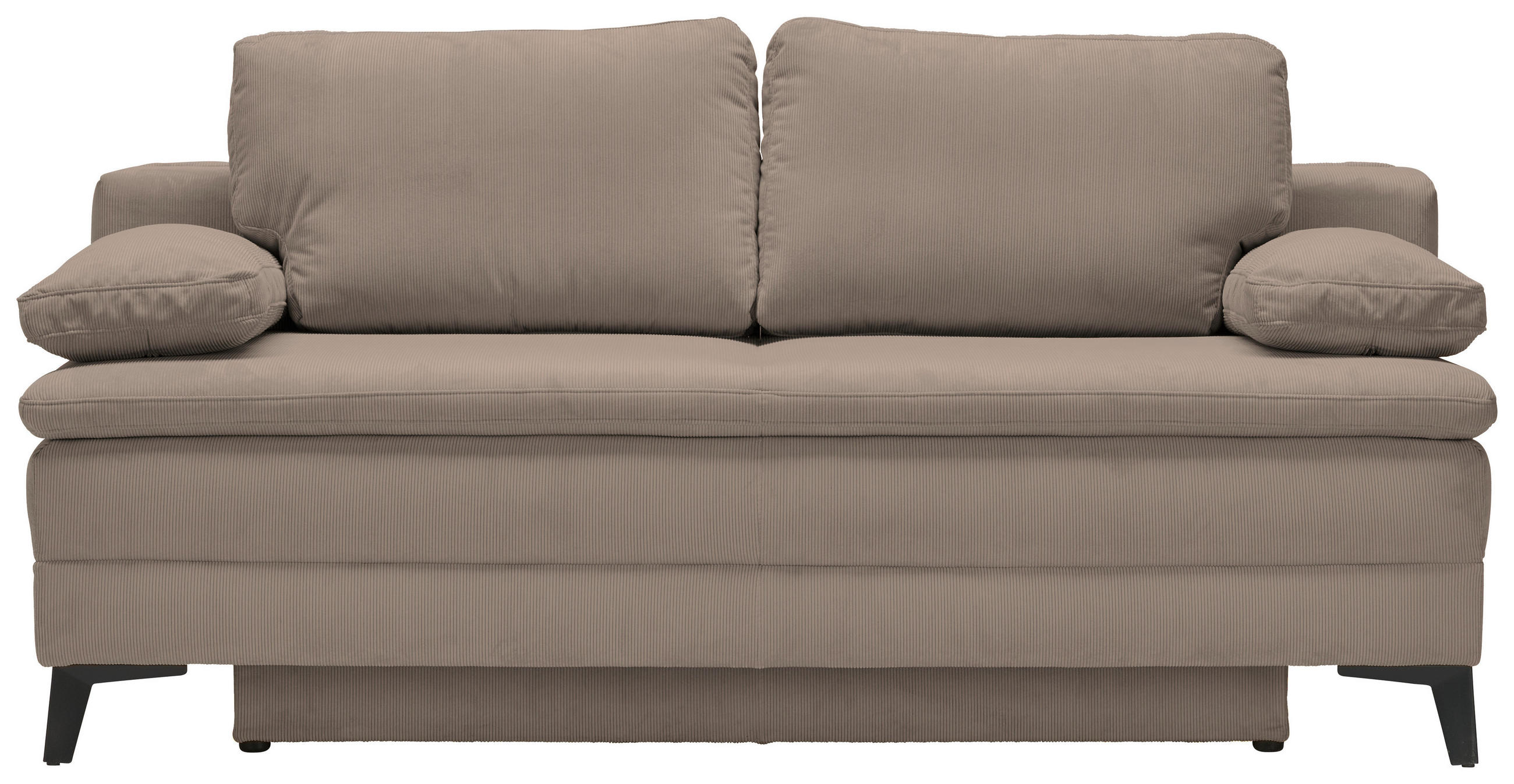 BOXSPRINGSOFA  mit Stoffauswahl, Rücken echt Cord Taupe  - Taupe/Schwarz, Design, Textil/Metall (200/100/108cm) - Novel