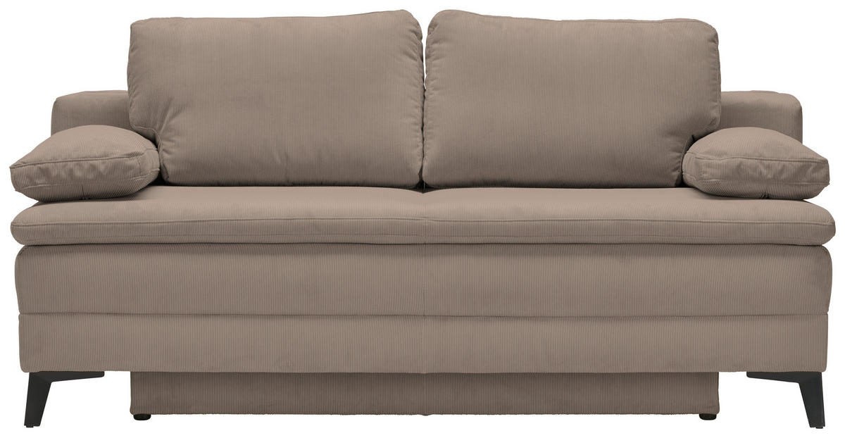 BOXSPRINGSOFA  in Cord Taupe Skandinavisch  - Taupe/Schwarz, Design, Textil/Metall (200/100/108cm) - Novel