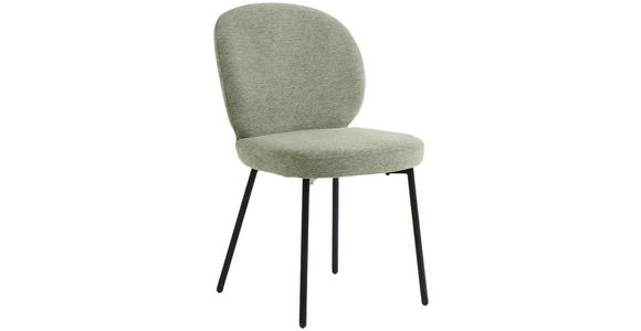 STUHL in Eisen Leinenoptik Holz, Metall, Textil - Schwarz/Grün, Design, Holz/Textil (49/86/64cm) - Ambia Home