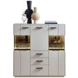 HIGHBOARD Hellgrau, Sahara 120/123/40 cm - Hellgrau/Schwarz, Design, Glas/Holzwerkstoff (120/123/40cm) - Novel