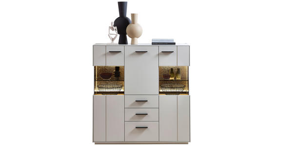 HIGHBOARD Hellgrau, Sahara 120/123/40 cm - Hellgrau/Schwarz, Design, Glas/Holzwerkstoff (120/123/40cm) - Novel