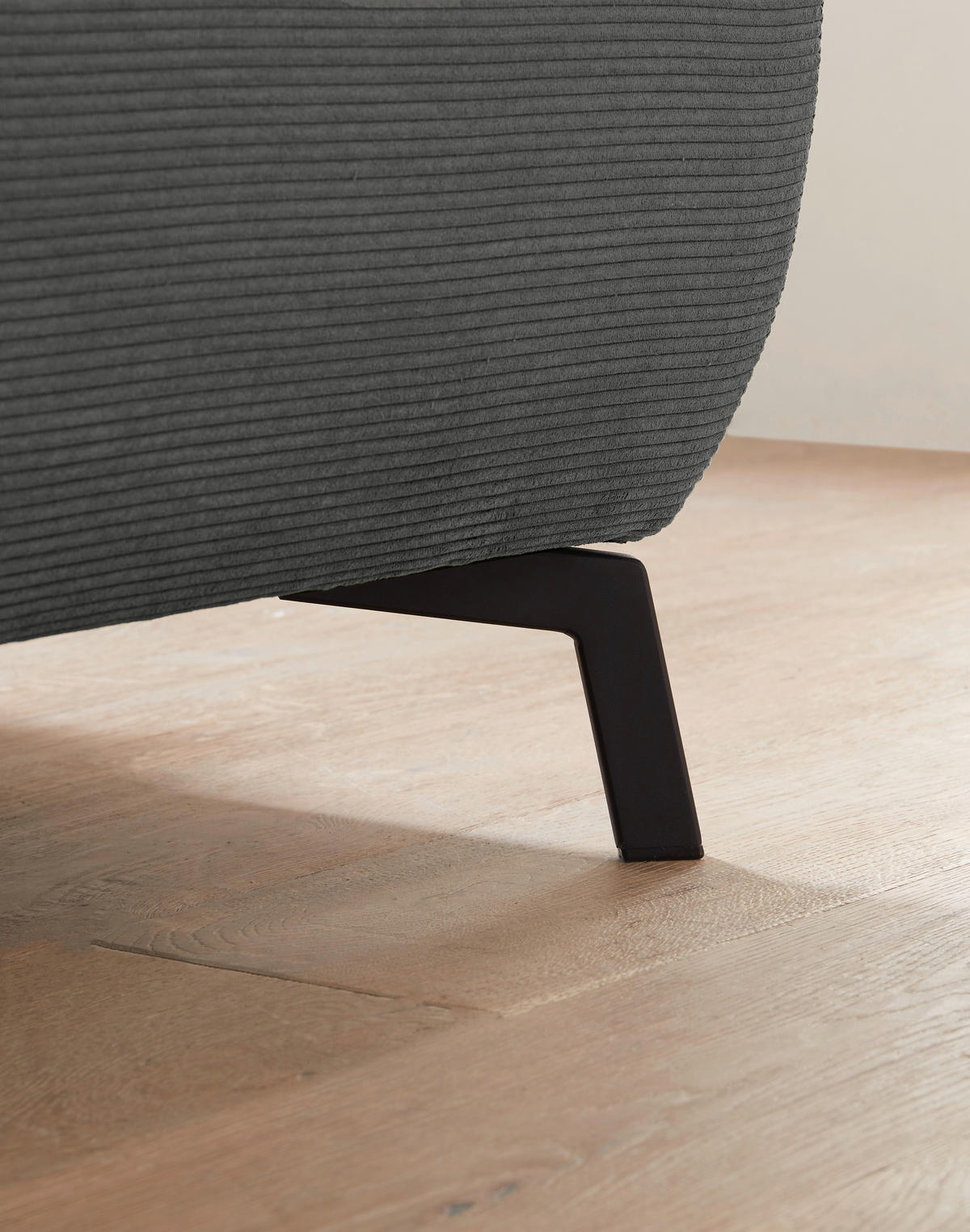 ECKSOFA in Feincord Anthrazit  - Anthrazit/Schwarz, Design, Textil/Metall (172-177/294cm) - Pure Home Lifestyle