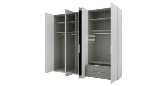 DREHTÜRENSCHRANK 250/223/62 cm 5-türig Grau - Alufarben/Grau, KONVENTIONELL, Glas/Holzwerkstoff (250/223/62cm) - Novel
