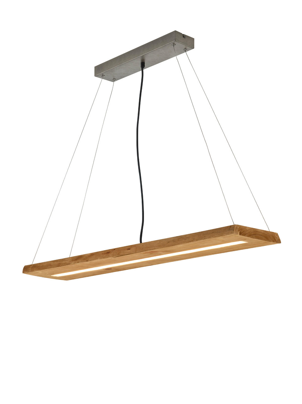 LED-HÄNGELEUCHTE BRAD  - Nickelfarben, Design, Holz/Metall (100/150/20cm) - Trio Leuchten
