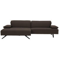 ECKSOFA in Flachgewebe Dunkelbraun  - Anthrazit/Dunkelbraun, Design, Textil/Metall (166/280cm) - Johann Jakob