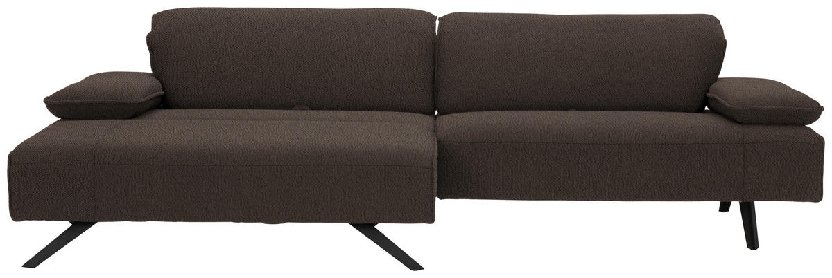 ECKSOFA in Flachgewebe Dunkelbraun  - Anthrazit/Dunkelbraun, Design, Textil/Metall (166/280cm) - Johann Jakob