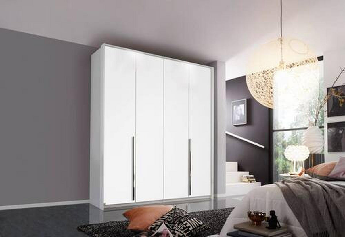 DREHTÜRENSCHRANK 201/223/60 cm 4-türig Weiß  - Chromfarben/Weiß, Design, Holzwerkstoff/Metall (201/223/60cm) - home24