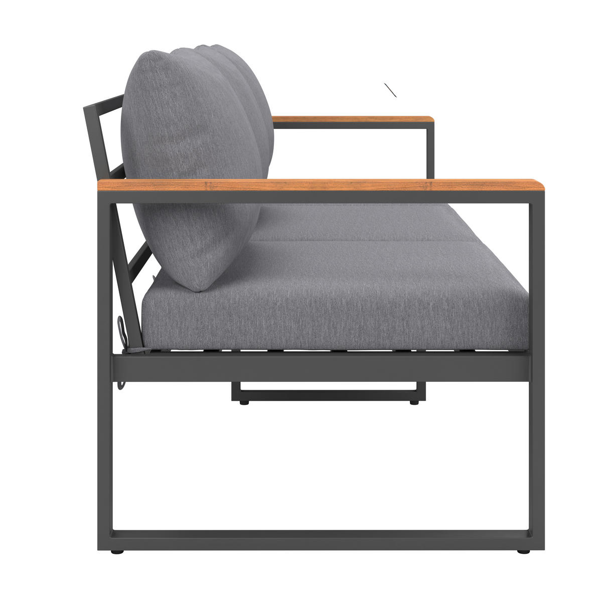 LOUNGEGARNITUR 3-teilig   Akazie Stahl  - Weiß/Grau, MODERN, Holz/Textil - Beldano