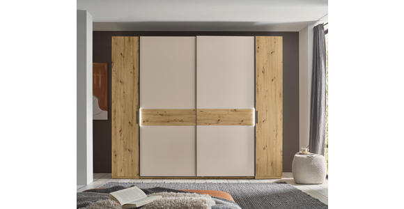 KOMBISCHRANK 267/225/62 cm 4-türig  - Kaschmir/Schwarz, Design, Holzwerkstoff/Metall (267/225/62cm) - Xora