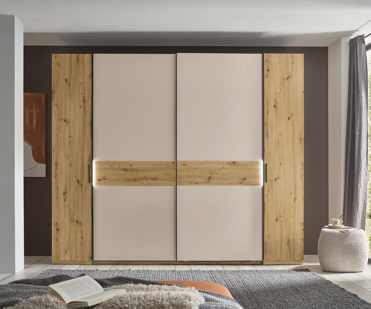 KOMBISCHRANK 267/225/62 cm 4-türig  - Kaschmir/Schwarz, Design, Holzwerkstoff/Metall (267/225/62cm) - Xora