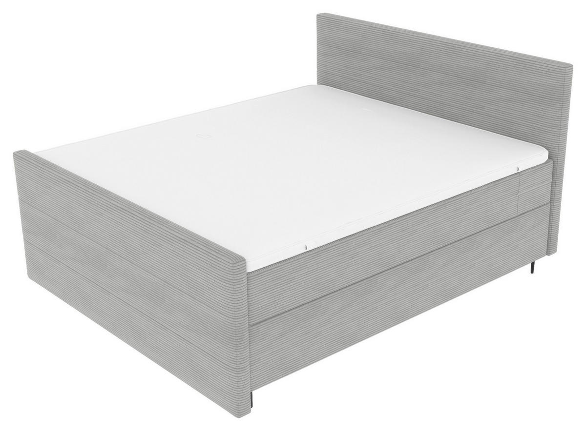 BOXSPRINGBETT 180/200 cm  in Hellgrau  - Hellgrau/Schwarz, Konventionell, Textil/Metall (180/200cm) - Carryhome