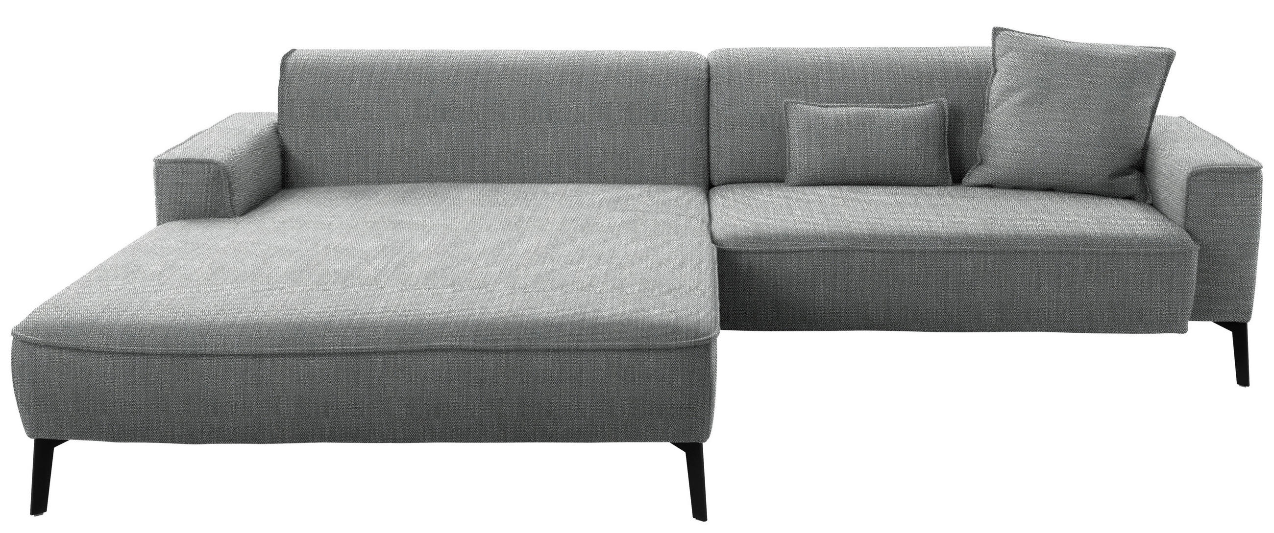 ECKSOFA in Flachgewebe Dunkelgrau  - Dunkelgrau/Schwarz, Design, Textil/Metall (190/285cm) - Johann Jakob