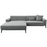 ECKSOFA in Flachgewebe Dunkelgrau  190/285 cm  - Dunkelgrau/Schwarz, Design, Textil/Metall (190/285cm) - Johann Jakob