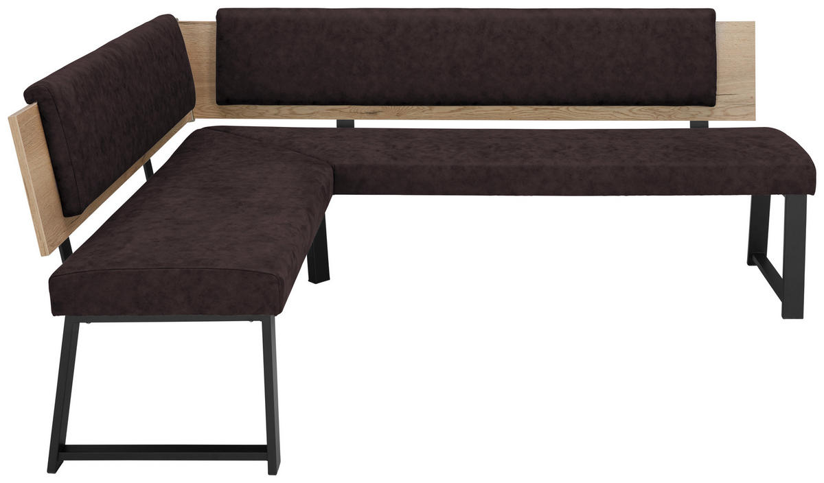 ECKBANK 160/190 cm  in Dunkelbraun  - Dunkelbraun/Schwarz, MODERN, Holzwerkstoff/Textil (160/190cm) - Venda