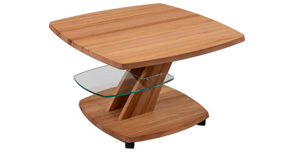 BEISTELLTISCH 70/70/47-64 cm Kernbuche massiv Kernbuche  - Kernbuche, MODERN, Glas/Holz (70/70/47-64cm) - Venda