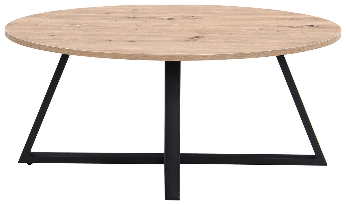 KONFERENČNÍ STOLEK, černá, dub artisan, kov, kompozitní dřevo, 90/70/39 cm - černá/dub artisan, Design, kov/kompozitní dřevo (90/70/39cm) - Boxxx