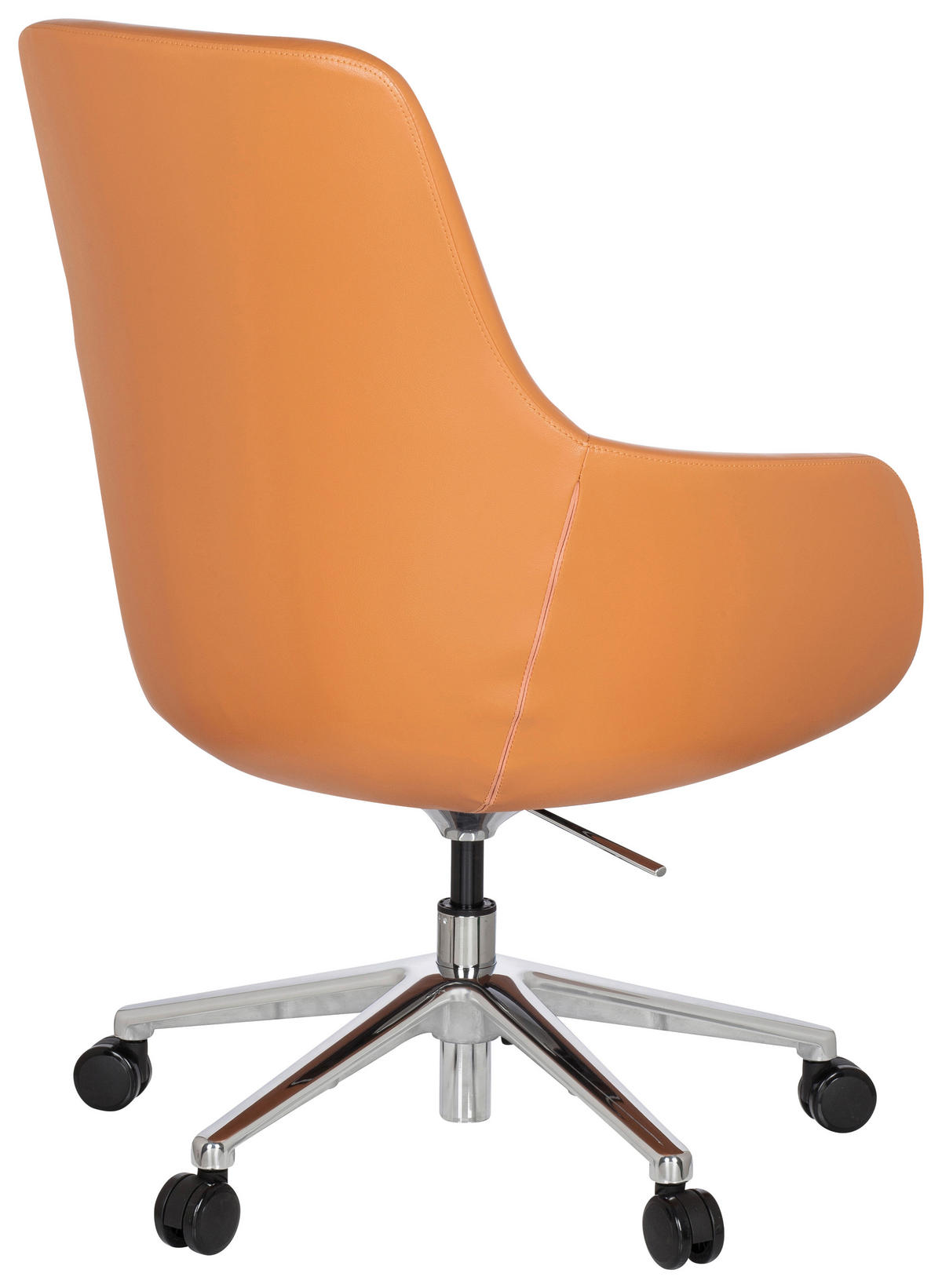 VRTLJIVI STOL tekstil, usnje oranžna  - barve aluminija/oranžna, Moderno, kovina/umetna masa (65/104/54cm) - MID.YOU