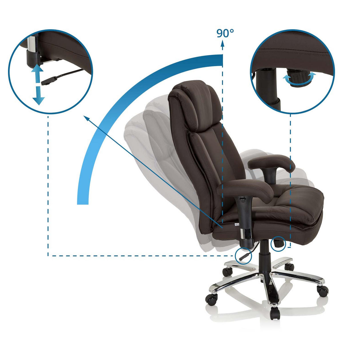 CHEFSESSEL Lederlook Dunkelbraun  - Dunkelbraun/Silberfarben, MODERN, Kunststoff/Textil (77/123/84cm) - MID.YOU