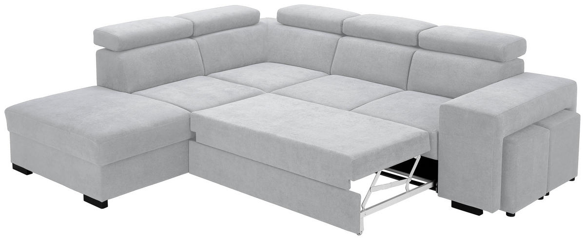 ECKSOFA Hellgrau Webstoff  - Hellgrau/Schwarz, KONVENTIONELL, Holz/Textil (244/283cm) - Carryhome