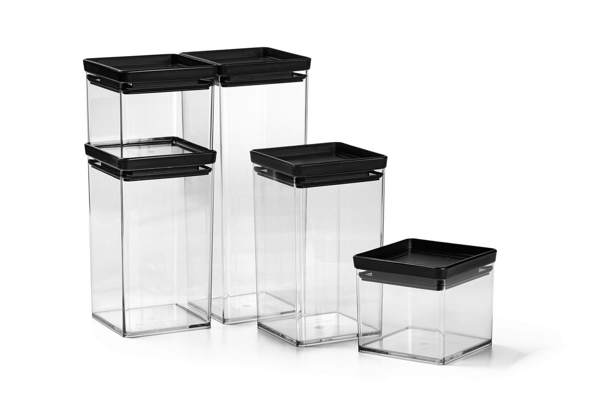 VORRATSDOSENSET 5-teilig  - Klar/Schwarz, Basics, Kunststoff - Homeware Profession.