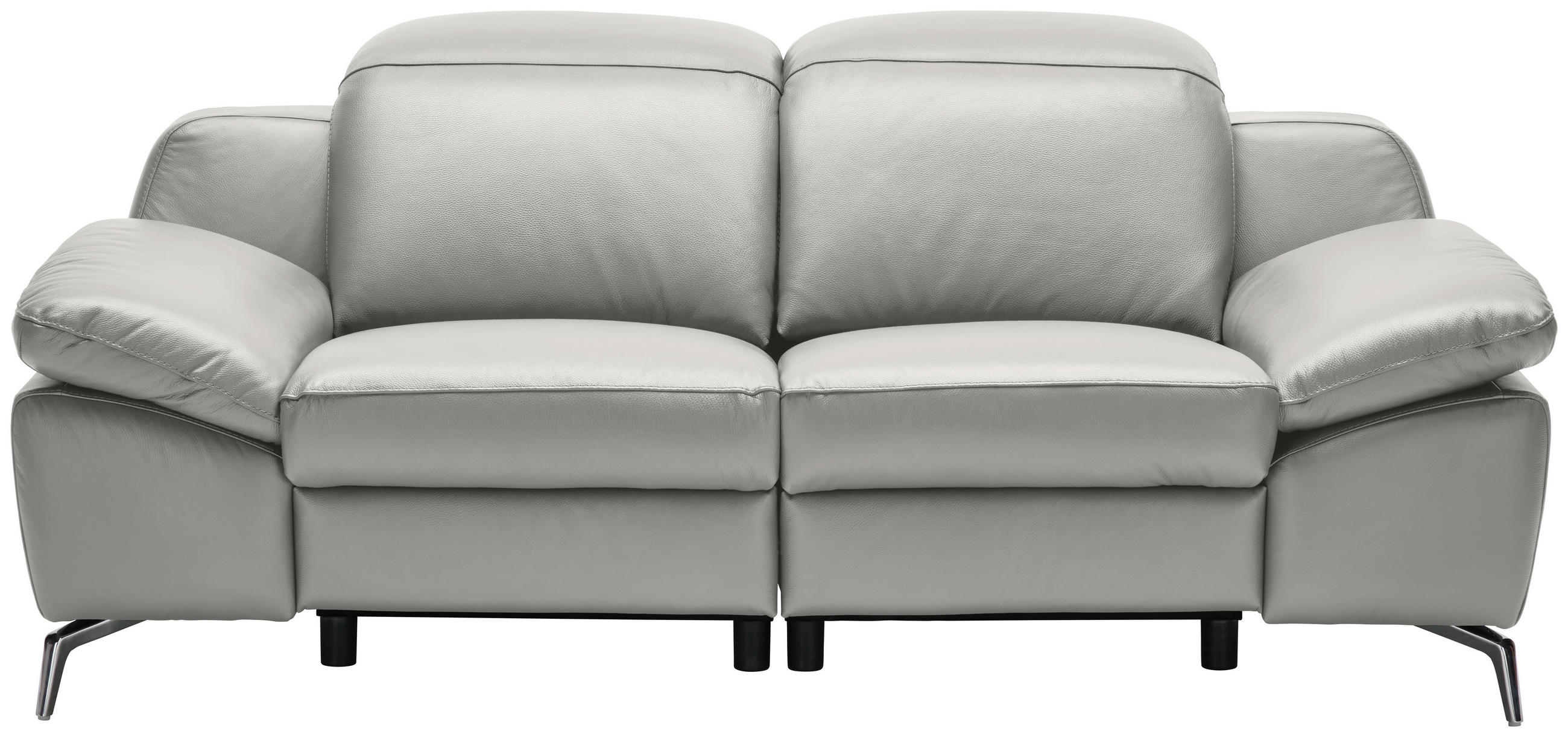 2-SITZER-SOFA Grau Echtleder  - Chromfarben/Schwarz, Design, Leder/Kunststoff (194/83-99/110cm) - Celina Home