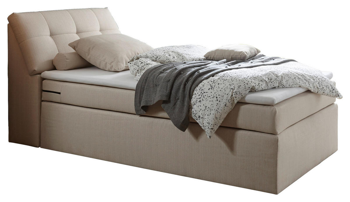 BOXSPRINGBETT 120/200 cm,  in Creme,  - Silberfarben/Creme, Design, Kunststoff/Textil (120/200cm) - Esposa