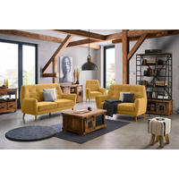 2-SITZER-SOFA in Webstoff Gelb  - Eichefarben/Gelb, Design, Holz/Textil (160/105/84cm) - Carryhome