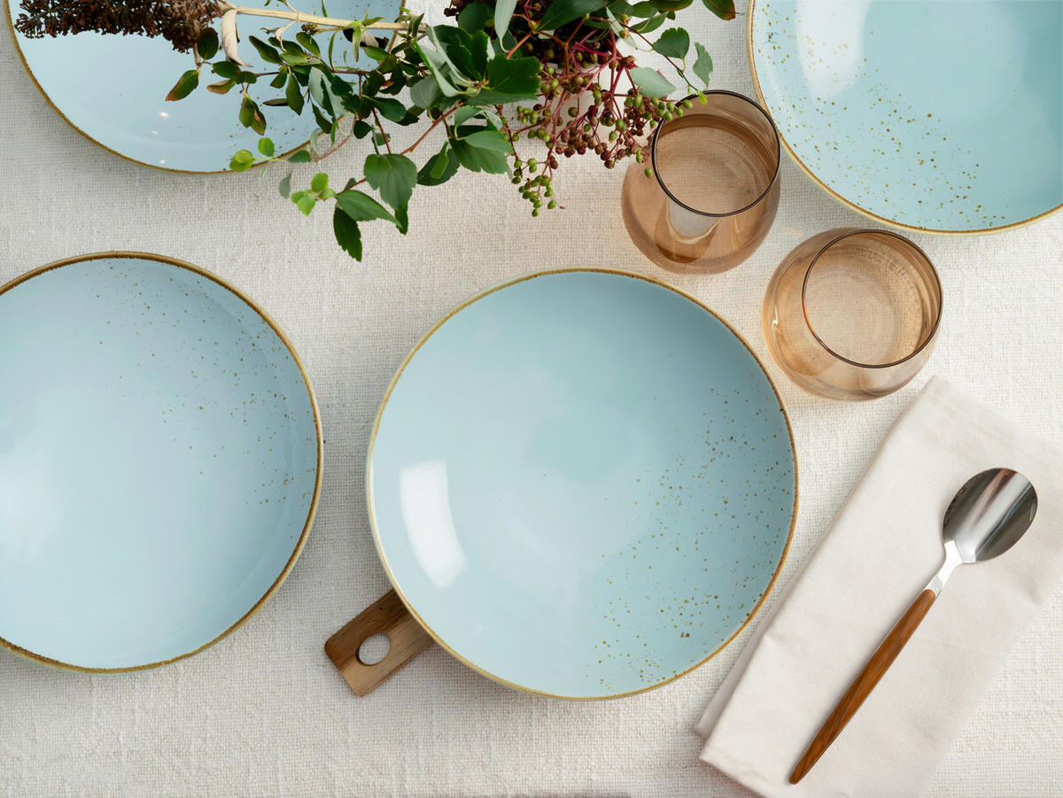 SUPPENTELLERSET Pastellblau 6-teilig Steinzeug  - Pastellblau, Trend, Keramik (22cm) - Creatable