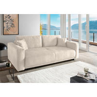 SCHLAFSOFA  mit Liegefunktion, Rücken echt Velours Creme  - Creme/Schwarz, MODERN, Kunststoff/Textil (245/86/126cm) - Livetastic