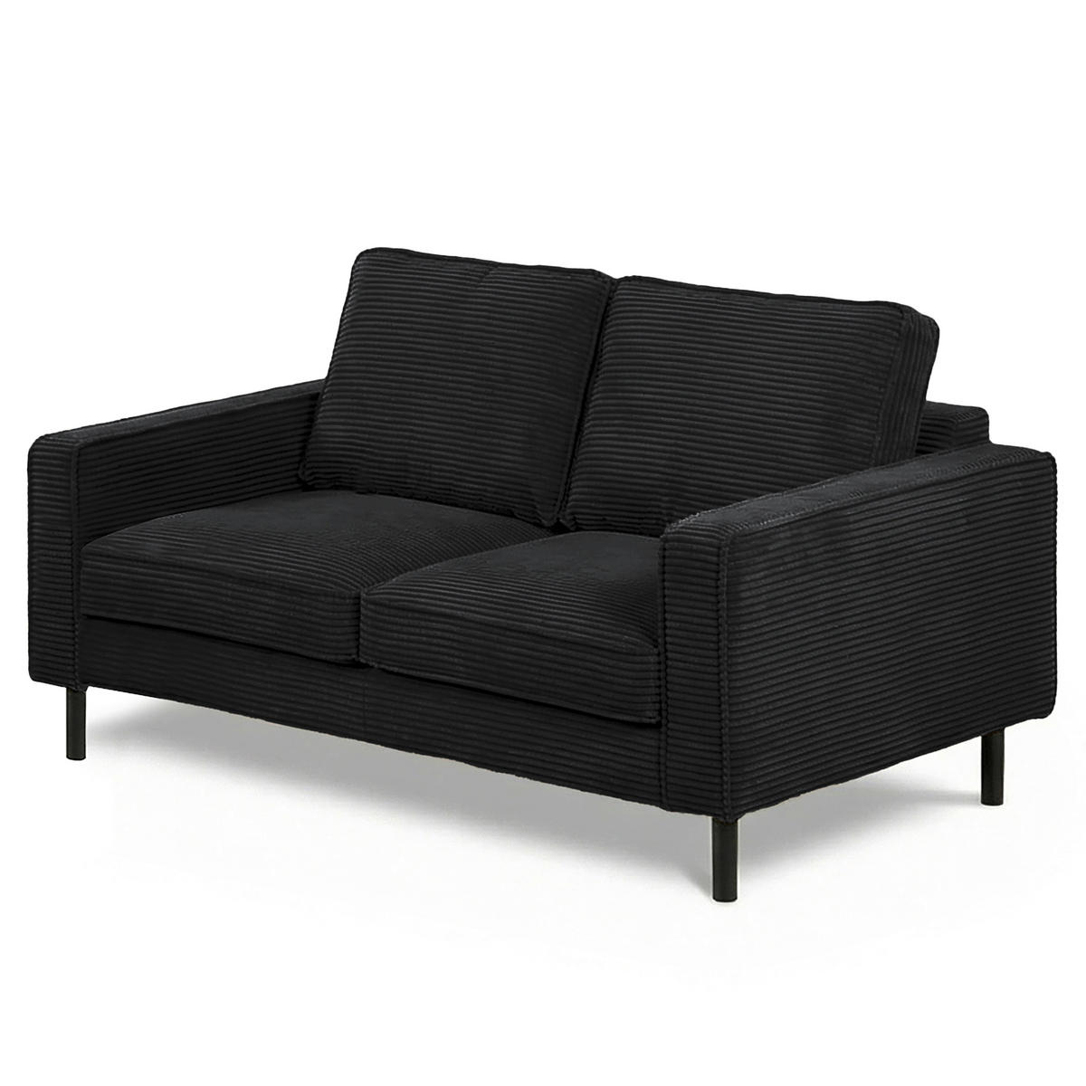 2-SITZER-SOFA  in Cord Schwarz Modern  - Schwarz, Design, Textil/Metall (148/85/92cm) - Livetastic