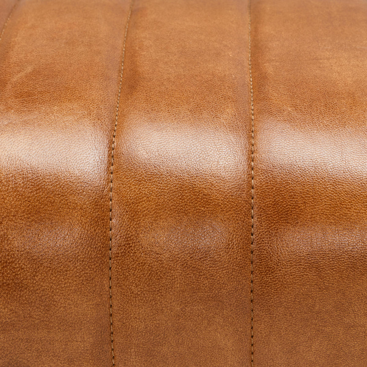 HOCKER Echtleder Mangoholz Braun  - Naturfarben/Braun, LIFESTYLE, Leder/Holz (42/45/35cm) - Livetastic