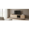 LOWBOARD - Eichefarben/Schwarz, KONVENTIONELL, Glas/Holzwerkstoff (200/58/40cm) - Xora