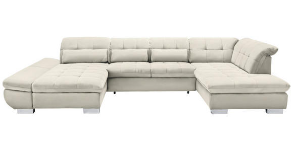 WOHNLANDSCHAFT  in Mikrofaser Weiß  - Chromfarben/Weiß, Design, Kunststoff/Textil (204/350/211cm) - Xora