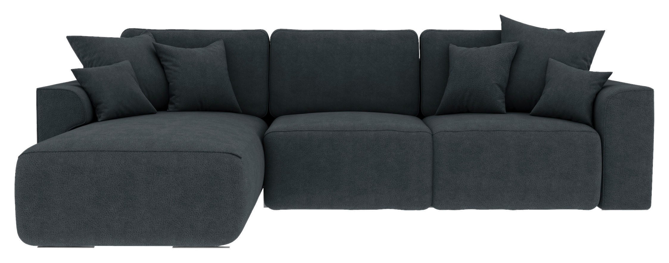 ECKSOFA Anthrazit Lederlook  - Chromfarben/Anthrazit, KONVENTIONELL, Kunststoff/Textil (195/293cm) - Carryhome