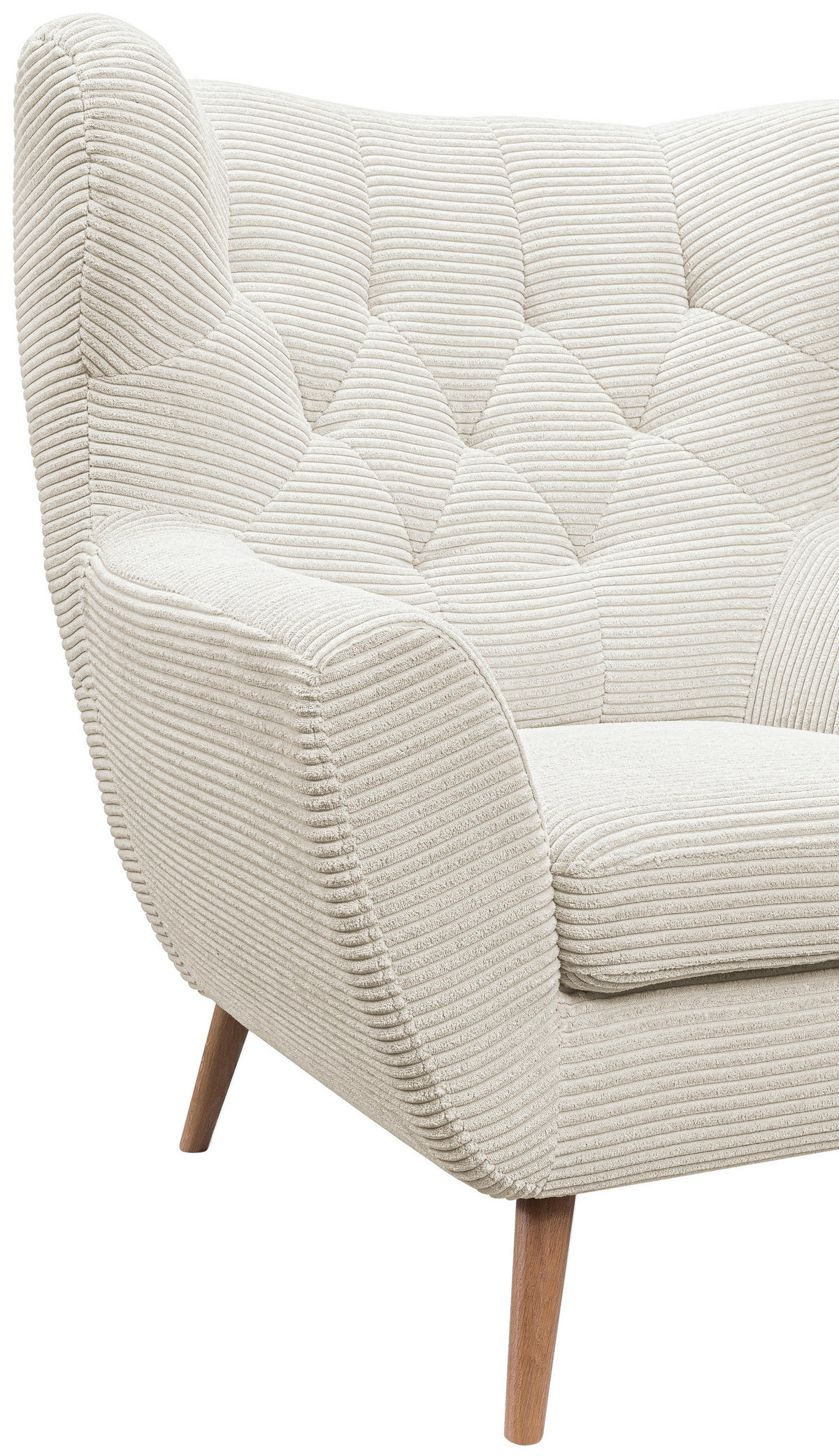 SESSEL in Cord Creme  - Eichefarben/Creme, Design, Holz/Textil (87/101/95cm) - Stylife