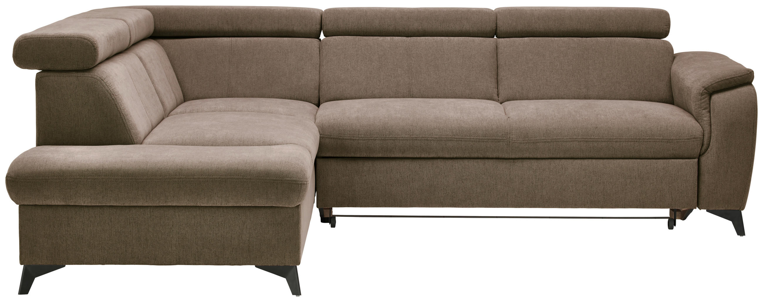 ECKSOFA in Chenille Braun, Schlammfarben  - Schlammfarben/Schwarz, Design, Textil/Metall (203/260cm) - Stylife