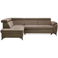 ECKSOFA in Chenille Braun, Schlammfarben  - Schlammfarben/Schwarz, Design, Textil/Metall (203/260cm) - Stylife