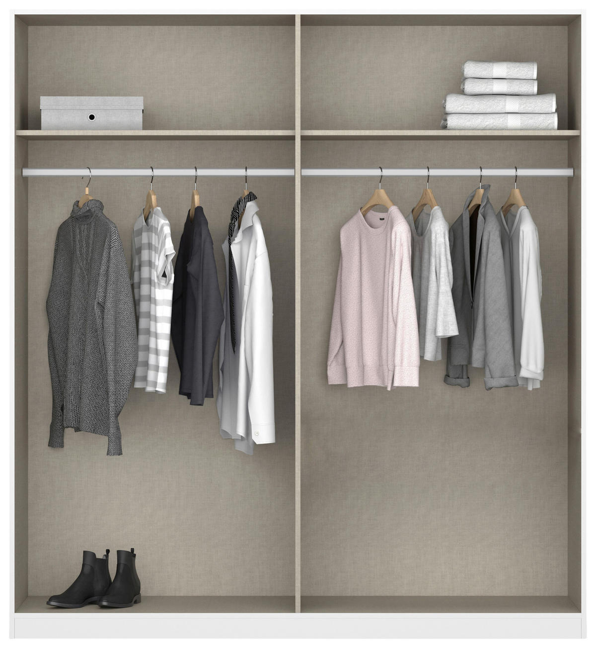 DREHTÜRENSCHRANK 181/210/54 cm,  in Weiß, 4-türig  - Alufarben/Weiß, KONVENTIONELL, Holzwerkstoff/Kunststoff (181/210/54cm) - home24