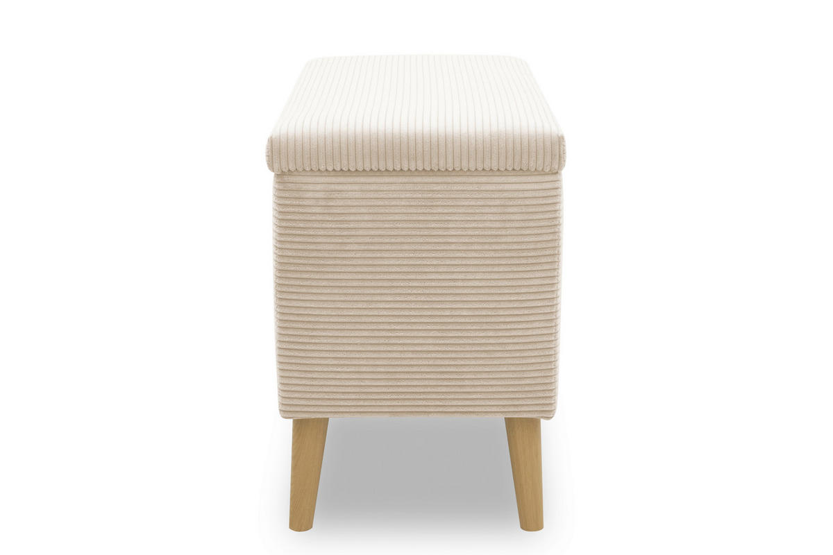 HOCKER 400 004  Cord Creme  - Creme/Naturfarben, Basics, Holz/Textil (91/58/41cm) - Livetastic