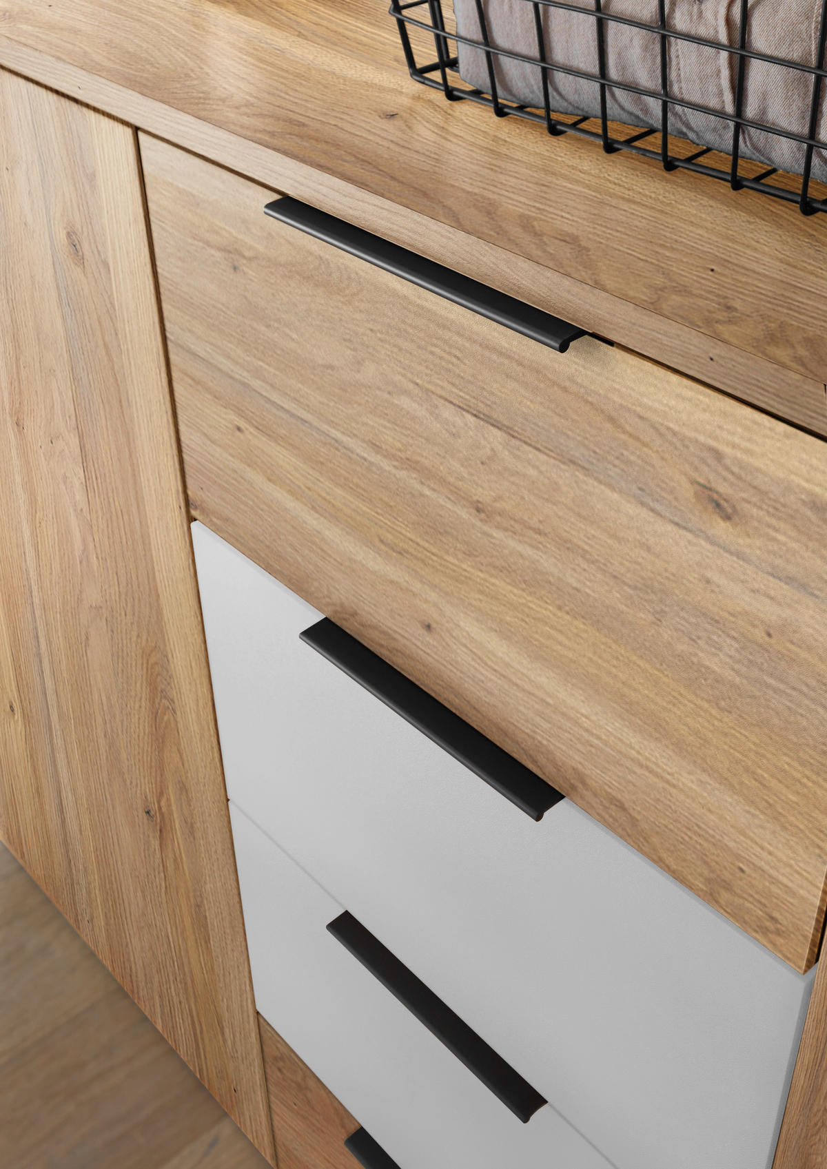 SIDEBOARD 135/89/40 cm  in Weiss, Eichefarben  - Weiss/Eichefarben, Konventionell, Holzwerkstoff/Kunststoff (135/89/40cm) - Carryhome