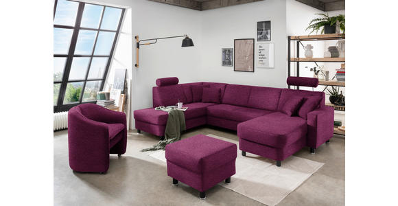 WOHNLANDSCHAFT  in Webstoff Lila  - Lila/Schwarz, Design, Holz/Textil (198/296/165cm) - Xora