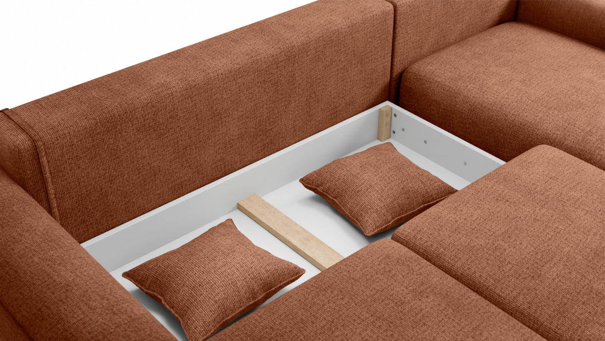 ECKSOFA Terracotta Chenille  - Terracotta/Grau, KONVENTIONELL, Kunststoff/Textil (293/205cm) - Carryhome